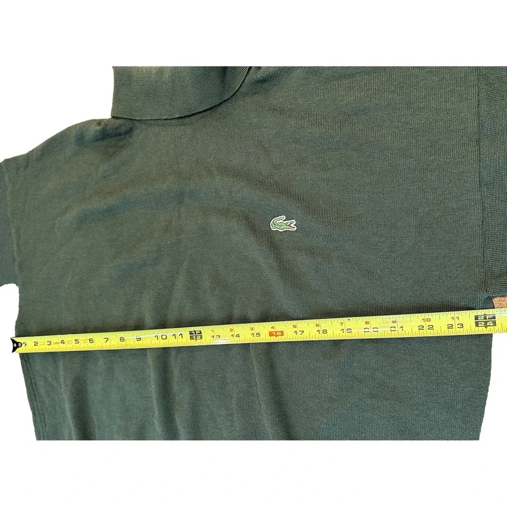 Vintage Lacoste Green 100% Wool Mens Turtleneck Size 7 US XXL Made France Logo